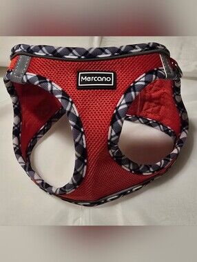 Mercano Dog Harness Size Small Red Mesh Plaid Trim Adjustable Pet Walking Harnes